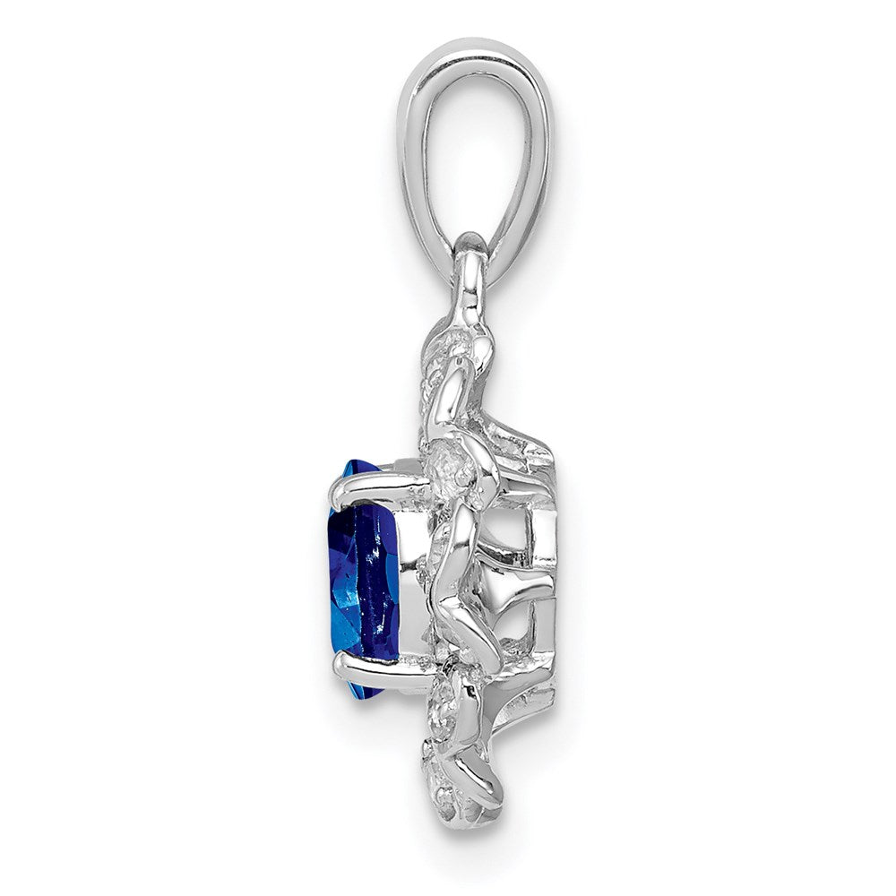 Sterling Silver Rhodium Plated White Topaz u0026 Sapphire Pendant
