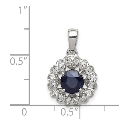 Sterling Silver Rhodium Plated White Topaz u0026 Sapphire Pendant