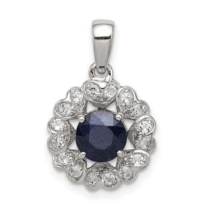 Sterling Silver Rhodium Plated White Topaz u0026 Sapphire Pendant