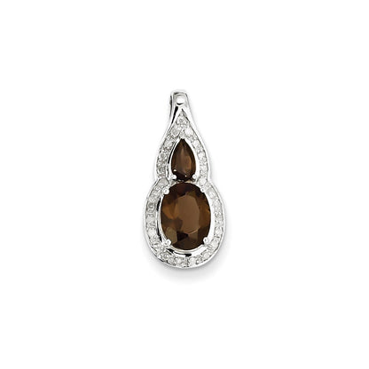 Sterling Silver Diamond u0026 Smoky Quartz Teardrop Pendant