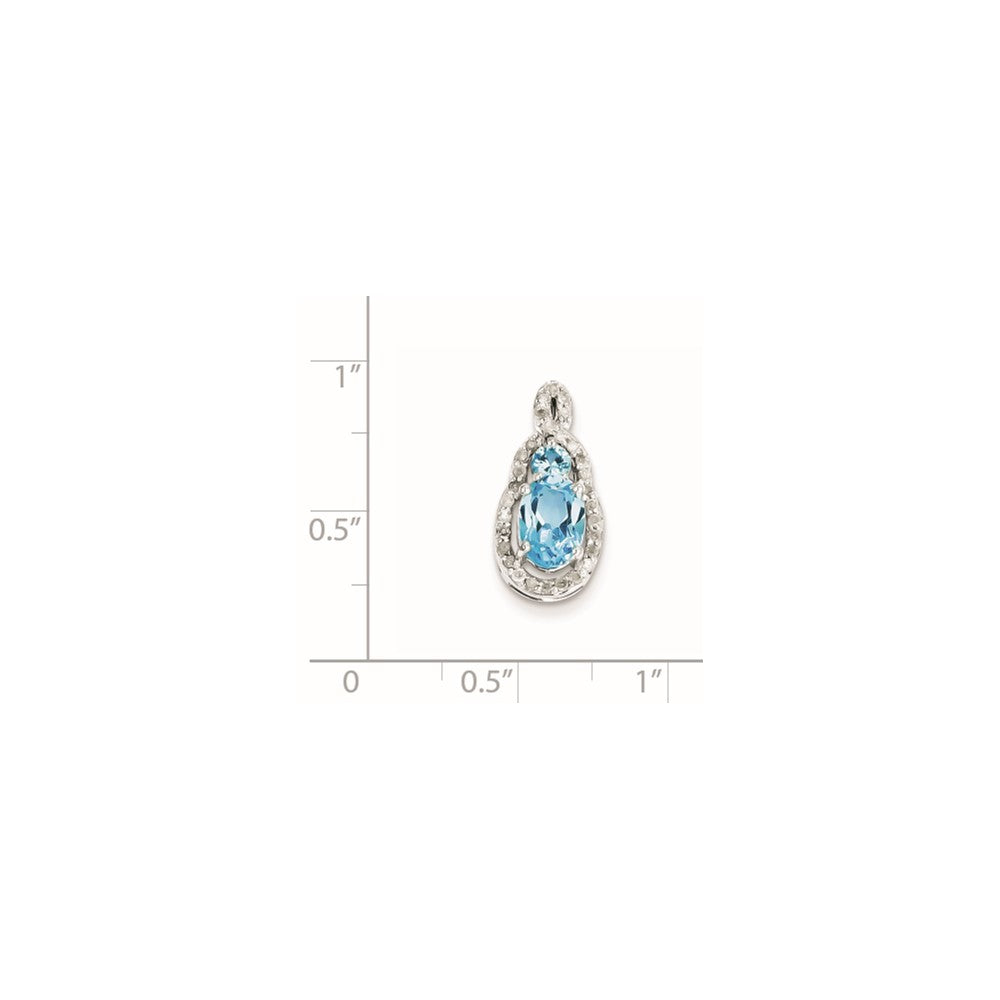 Sterling Silver Diamond u0026 Light Swiss Blue Topaz Teardrop Pendant