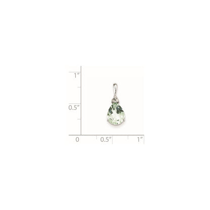 Sterling Silver Diamond u0026 Green Quartz Teardrop Pendant