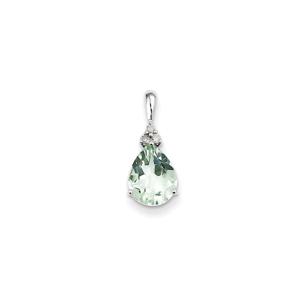 Sterling Silver Diamond u0026 Green Quartz Teardrop Pendant