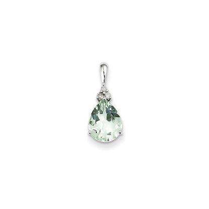 Sterling Silver Diamond u0026 Green Quartz Teardrop Pendant
