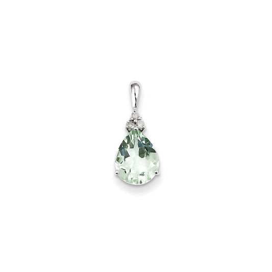 Sterling Silver Diamond u0026 Green Quartz Teardrop Pendant