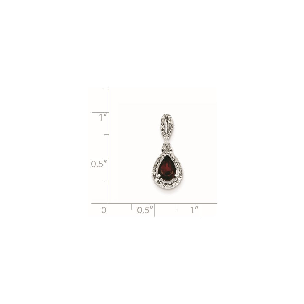 Sterling Silver Diamond u0026 Garnet Teardrop Pendant