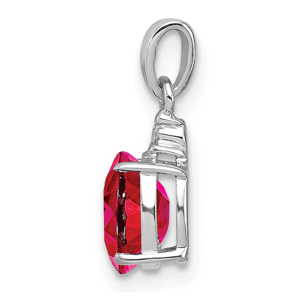 Sterling Silver Rhodium Plated Diamond u0026 Ruby Oval Pendant