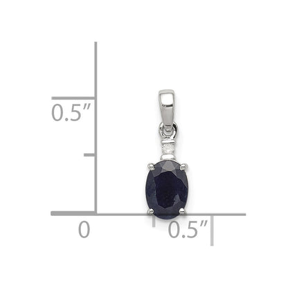 Sterling Silver Rhodium Plated Diamond u0026 Sapphire Oval Pendant
