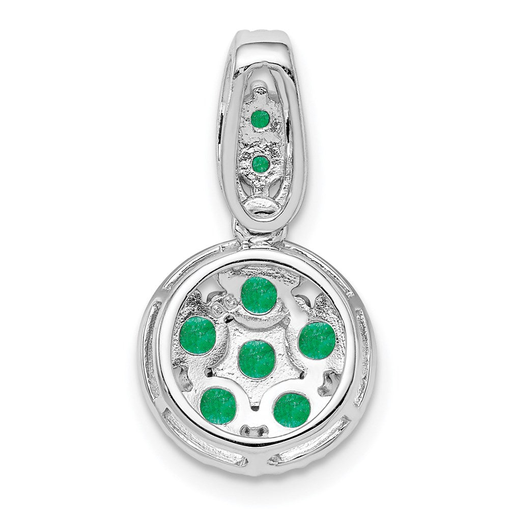 Sterling Silver Rhodium-plated u0026 Emerald Circle Pendant
