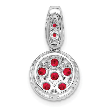 Sterling Silver Rhodium-plated u0026 Ruby Circle Pendant