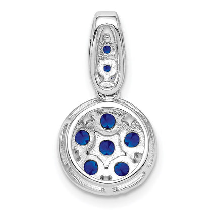 Sterling Silver Rhodium-plated u0026 Sapphire Circle Pendant