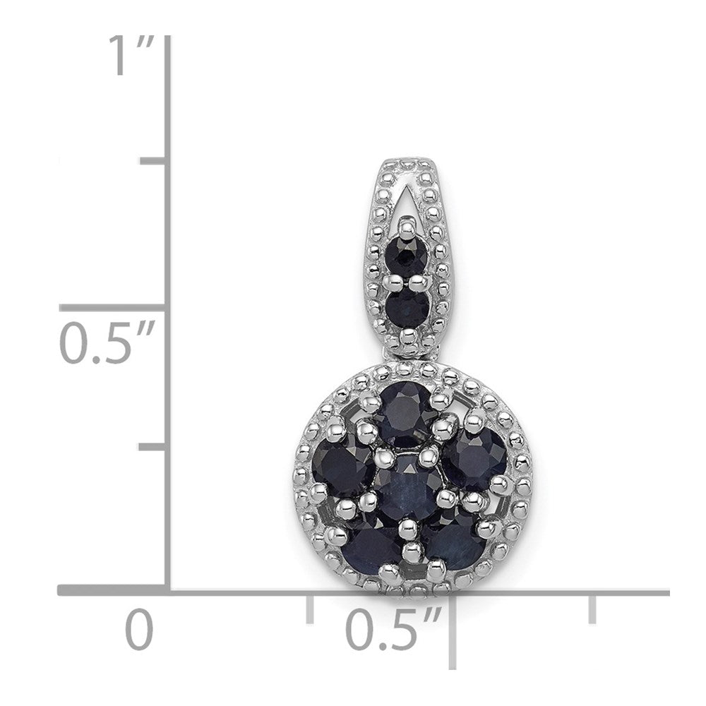 Sterling Silver Rhodium-plated u0026 Sapphire Circle Pendant