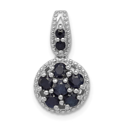 Sterling Silver Rhodium-plated u0026 Sapphire Circle Pendant