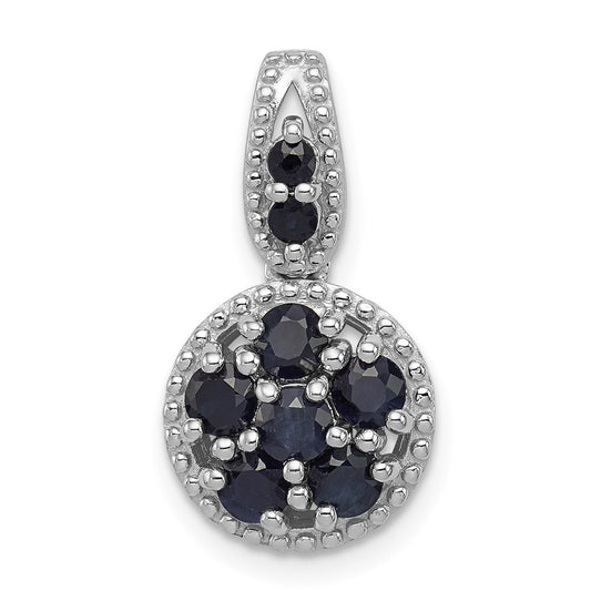 Sterling Silver Rhodium-plated u0026 Sapphire Circle Pendant