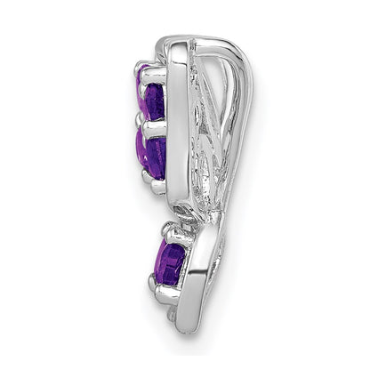 Sterling Silver Rhodium-plated Amethyst Diamond Chain Slide