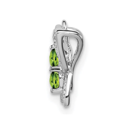 Sterling Silver Rhodium-plated Peridot u0026 Diamond Chain Slide