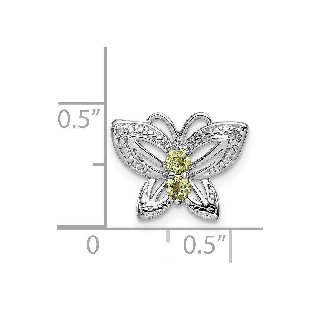 Sterling Silver Rhodium-plated Peridot u0026 Diamond Chain Slide