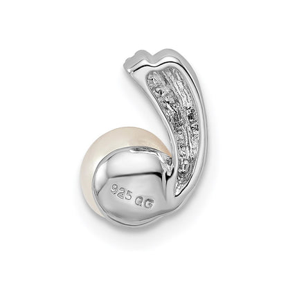 Sterling Silver Rhod Plated Diamond and FWC Pearl Chain Slide