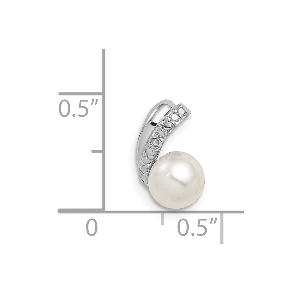 Sterling Silver Rhod Plated Diamond and FWC Pearl Chain Slide