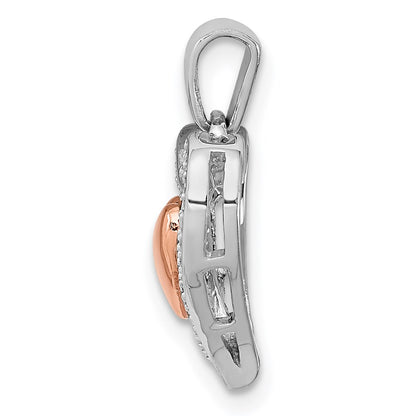 Sterling Silver Rhodium u0026 14K Rose Gold Heart Pendant