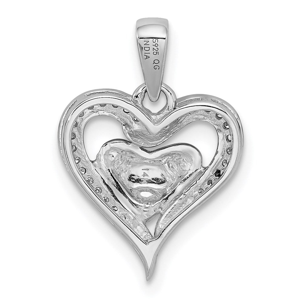Sterling Silver Rhodium u0026 14K Rose Gold Heart Pendant