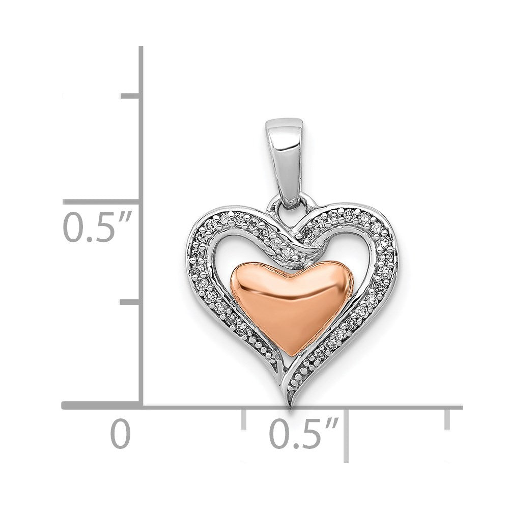 Sterling Silver Rhodium u0026 14K Rose Gold Heart Pendant