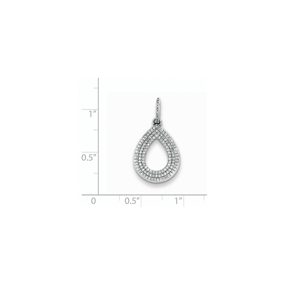 Sterling Silver Diamond Teardrop Pendant