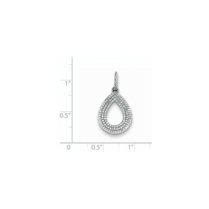 Sterling Silver Diamond Teardrop Pendant