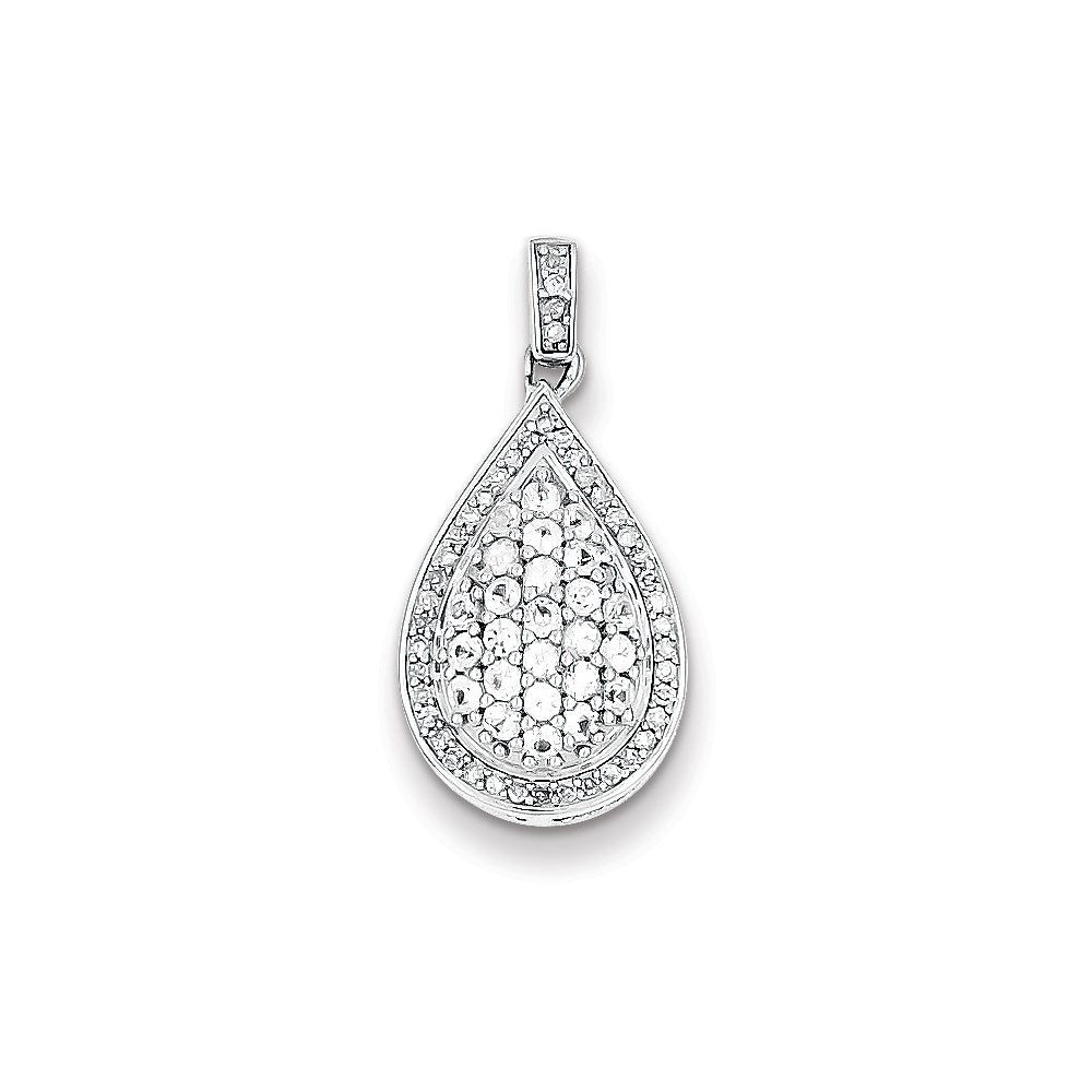Sterling Silver Rhodium Plated Diamond and White Sapphire Pendant