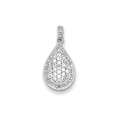 Sterling Silver Rhodium Plated Diamond and White Sapphire Pendant