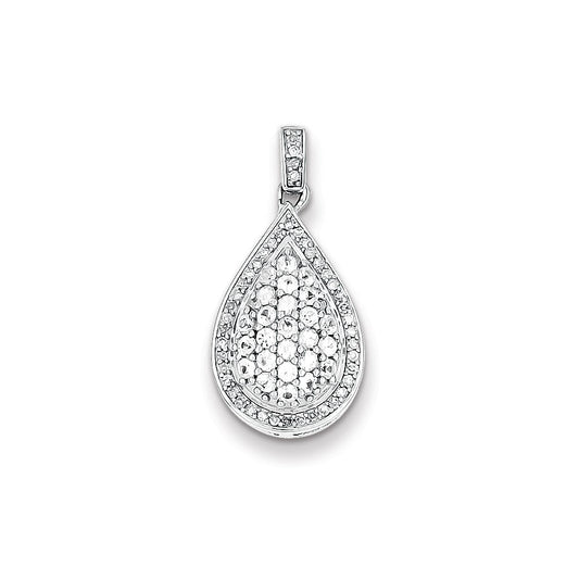 Sterling Silver Rhodium Plated Diamond and White Sapphire Pendant