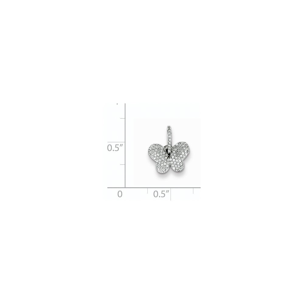Sterling Silver Diamond Butterfly Pendant