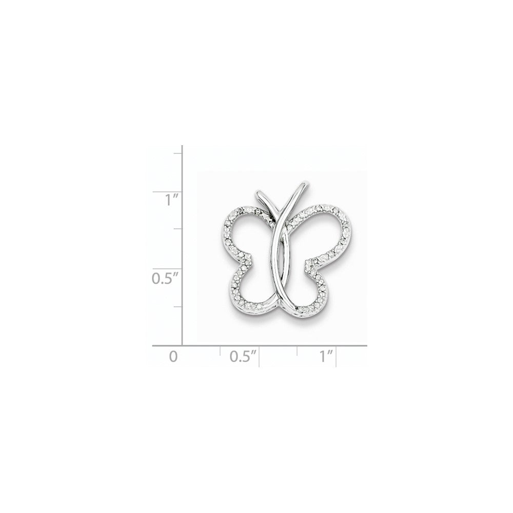 Sterling Silver 0.1ct Diamond Butterfly Pendant