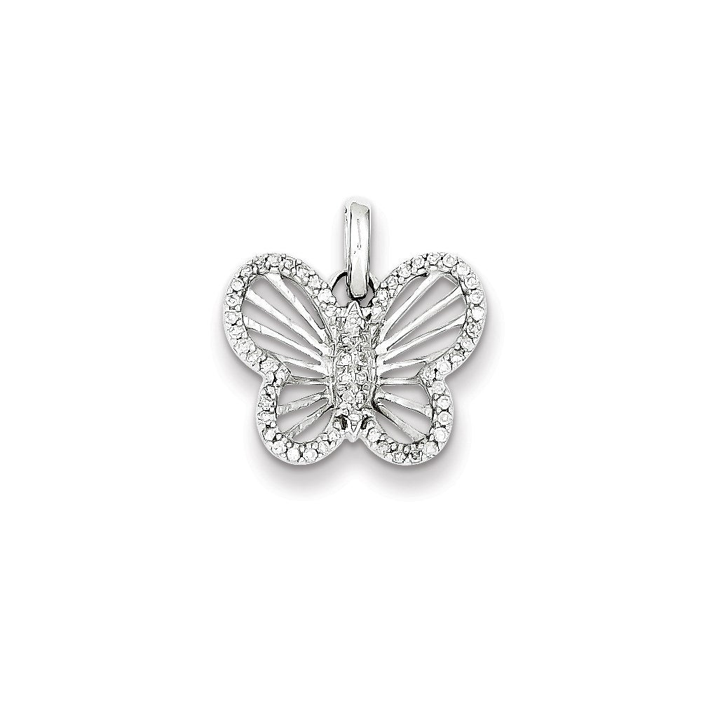 Sterling Silver 0.19ct Diamond Butterfly Pendant