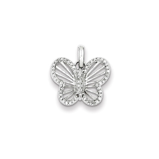 Sterling Silver 0.19ct Diamond Butterfly Pendant