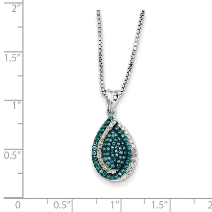 Sterling Silver Blue u0026 White Diamond Teardrop Pendant Necklace