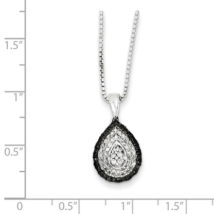 Sterling Silver White u0026 Black Cluster Diamond Pendant