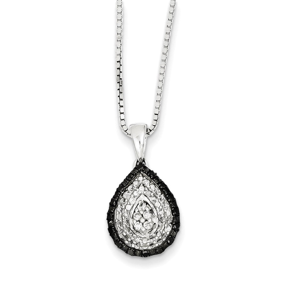 Sterling Silver White u0026 Black Cluster Diamond Pendant