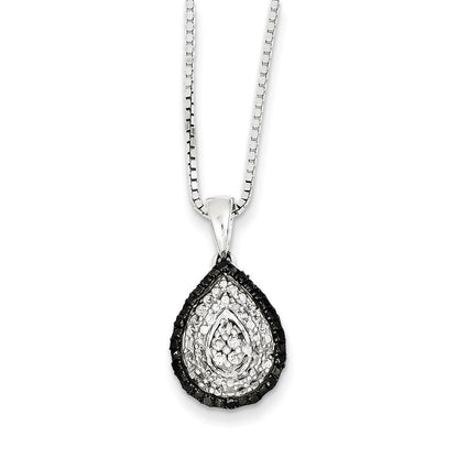 Sterling Silver White u0026 Black Cluster Diamond Pendant