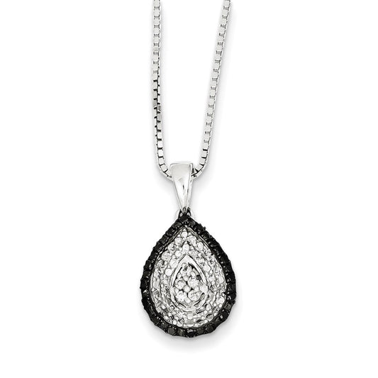 Sterling Silver White u0026 Black Cluster Diamond Pendant