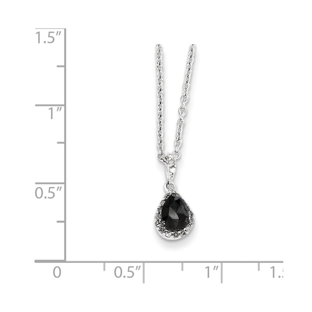 Sterling Silver Black u0026 White Diamond Teardrop Pendant Necklace