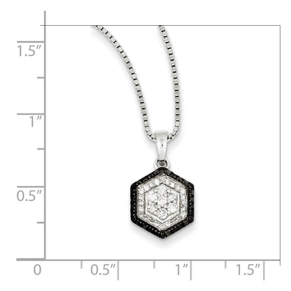 Sterling Silver White u0026 Black Cluster Diamond Pendant