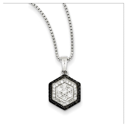 Sterling Silver White u0026 Black Cluster Diamond Pendant