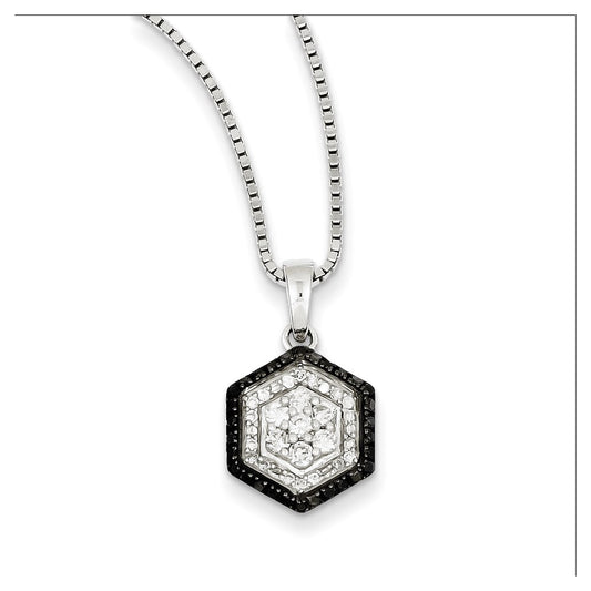 Sterling Silver White u0026 Black Cluster Diamond Pendant