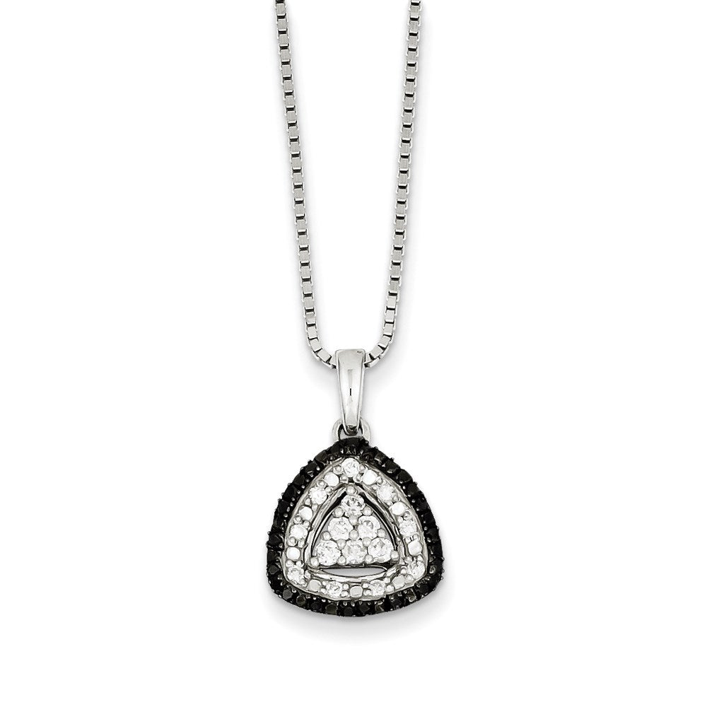 Sterling Silver White u0026 Black Cluster Diamond Pendant