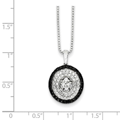 Sterling Silver White u0026 Black Cluster Diamond Pendant
