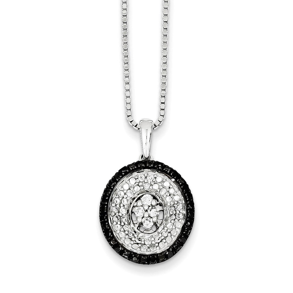 Sterling Silver White u0026 Black Cluster Diamond Pendant