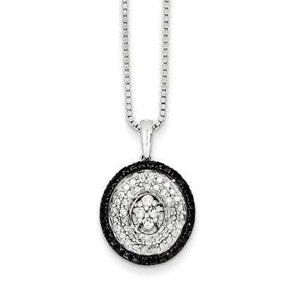 Sterling Silver White u0026 Black Cluster Diamond Pendant
