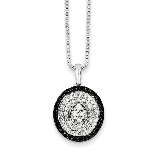 Sterling Silver White u0026 Black Cluster Diamond Pendant