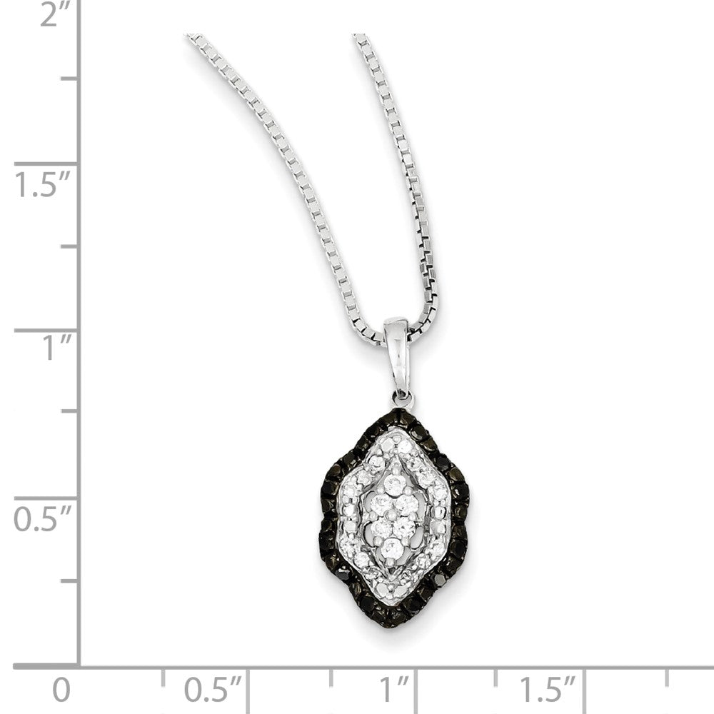 Sterling Silver White u0026 Black Cluster Diamond Pendant